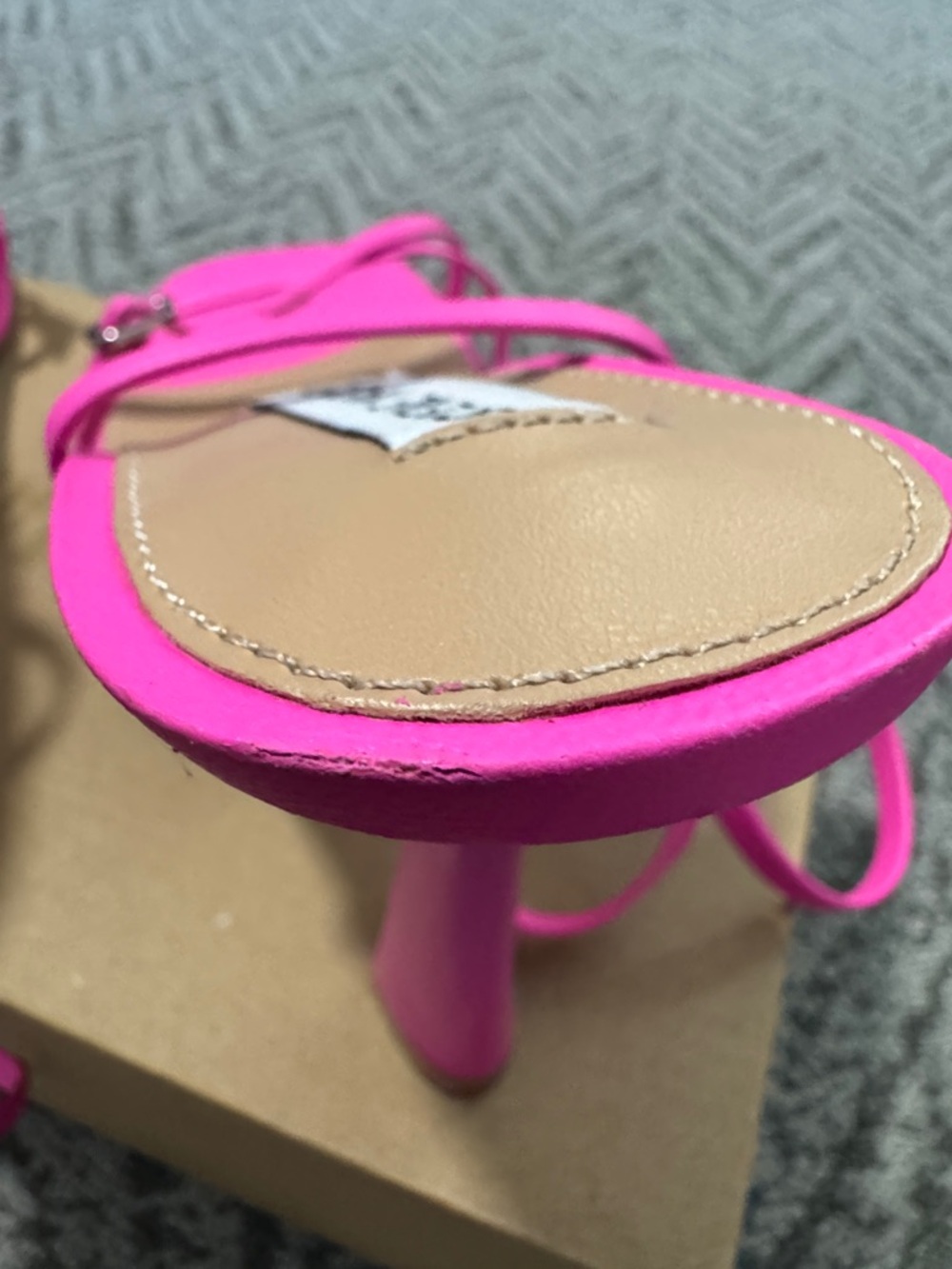 Steve Madden Neon Pink Strappy Square-Toe Heels - Picture 10 of 12